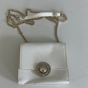 AUTHENTIC VERSACE WHITE PURSE WITH GOLD CHAIN STRAP